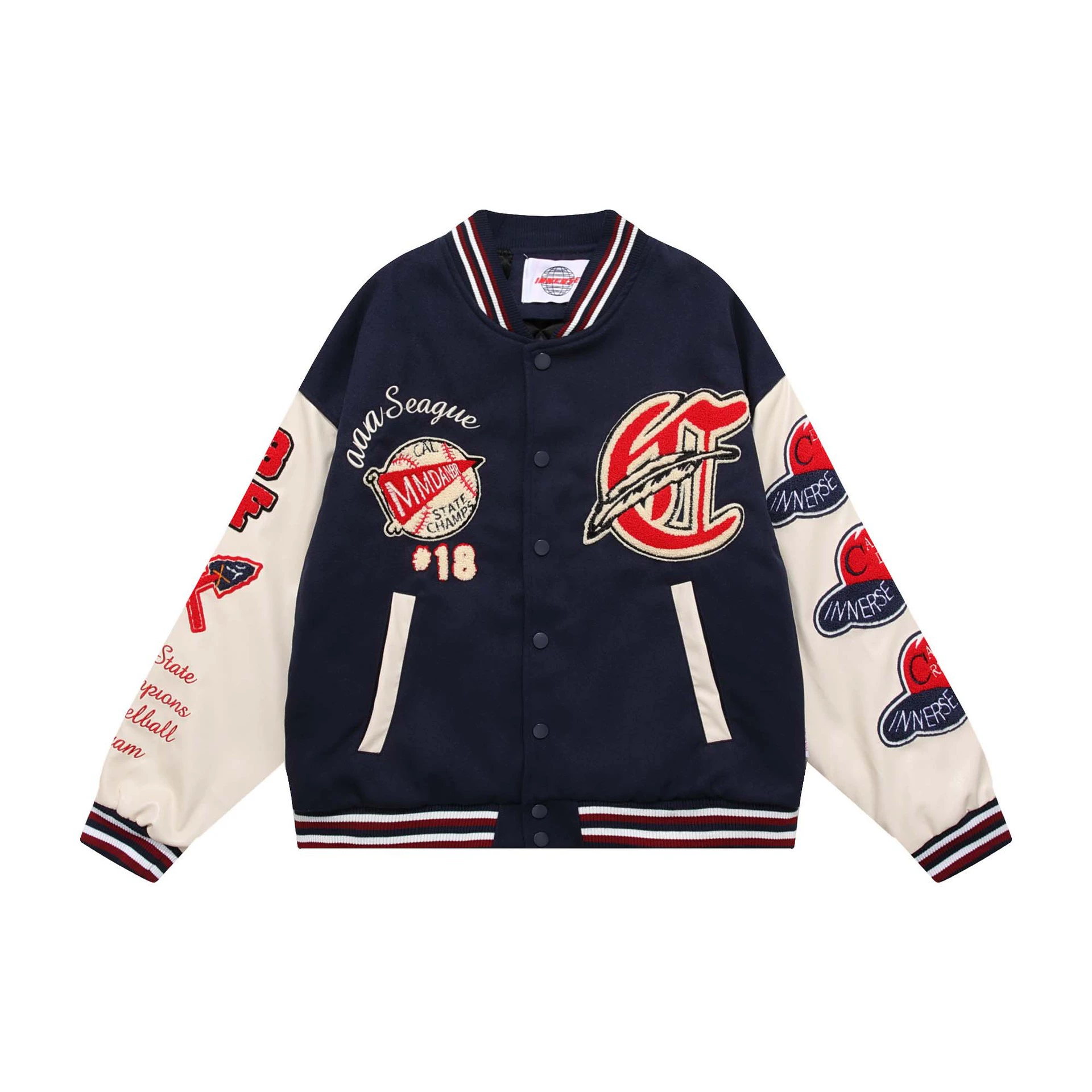 Polyurethane baseball uniform for men and women, jacket for leisure, American style, with embroidery, oversize