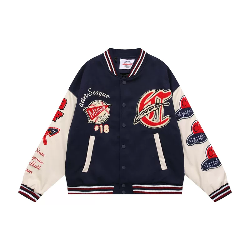 Polyurethane baseball uniform for men and women, jacket for leisure, American style, with embroidery, oversize