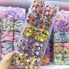 ネット赤爆金夜光カピバラ果物サンリオ漫画児童高弾力ヘアリング少女皮筋ひも
