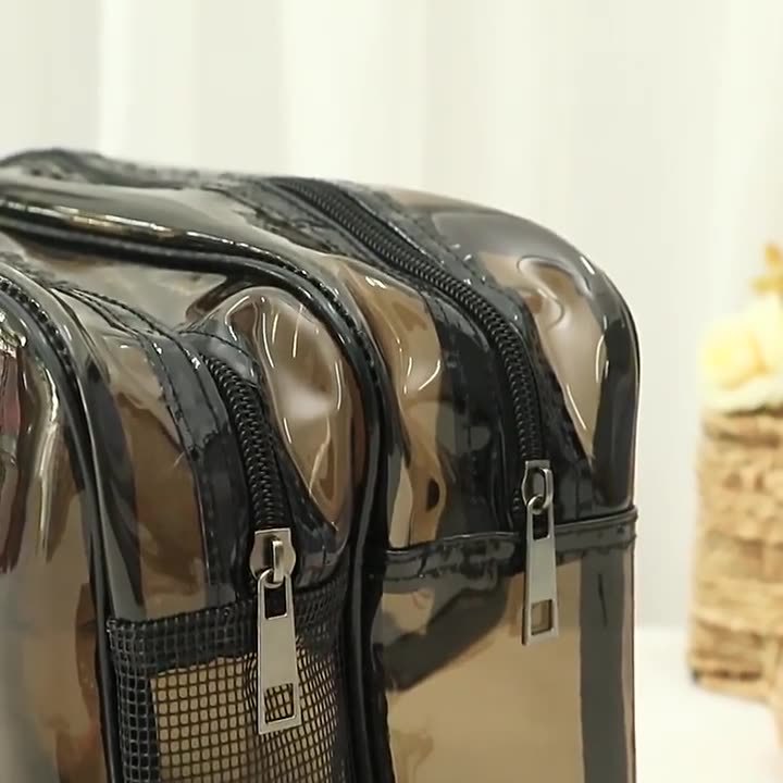 Popular en línea celebridad bolsa de cosméticos de gran capacidad PVC impermeable bolsa de lavado hogar multifuncional cuidado de la piel bolsa de almacenamiento al por mayor