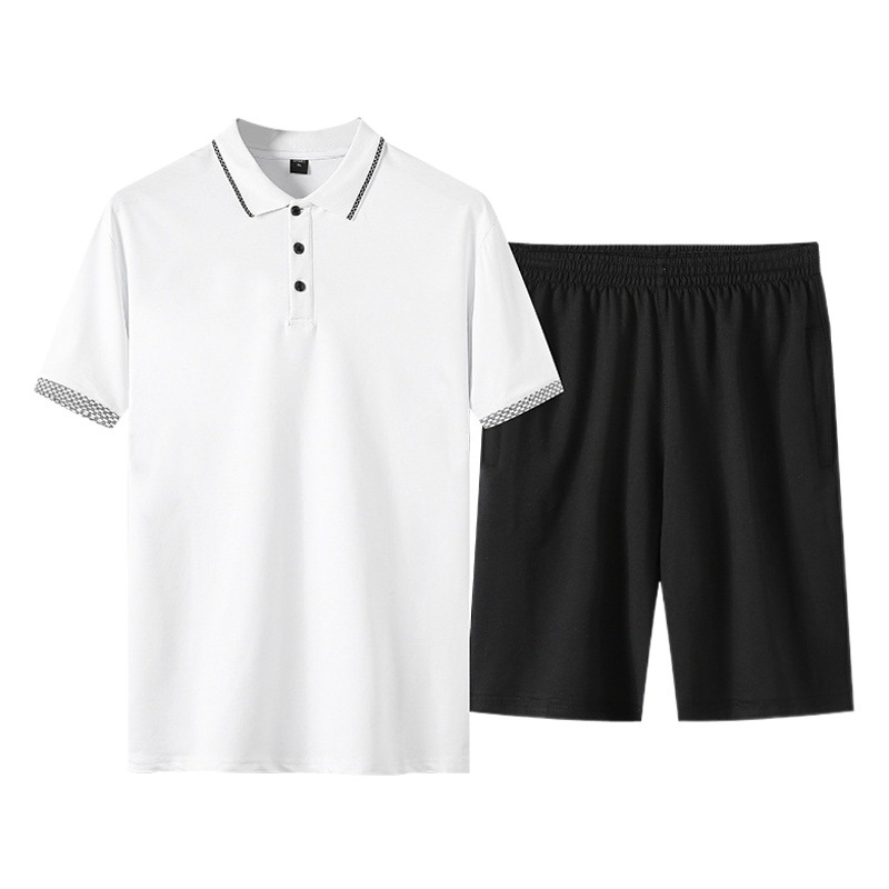 Trajes casuales para hombres, camisetas sueltas, pantalones cortos, camisetas polo para hombres de mediana edad, juegos de dos piezas