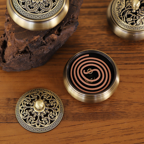 Copper incense burner wholesale pure copper sandalwood burner plate incense burner household new Chinese creative ornaments incense burner Buddhist supplies