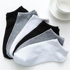 夏無地ショートソックス黒と白グレー通気性吸汗消臭ショートボートソックス卸売使い捨て毎日使い捨てソックス