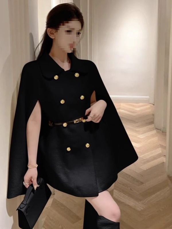 千金小香风毛呢外套女秋冬季感超好看小个子气质斗篷大衣|undefined