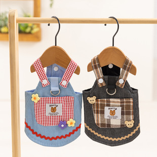 Spring and Summer Dog Fashion Denim Skirt Princess Style Cat Suspender Skirt Vest Denim Skirt Pet Teddy Clothes