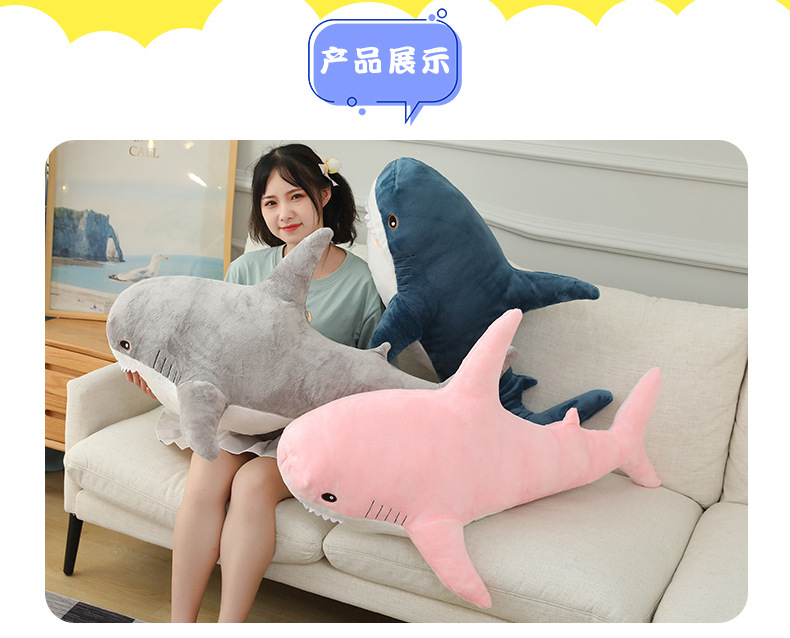 Ah Wu Shark Plush Pillow Toy, Realistic Large Shark Doll, Long Sleeping Leg-Cuddle Pillow, Birthday Gift for Women