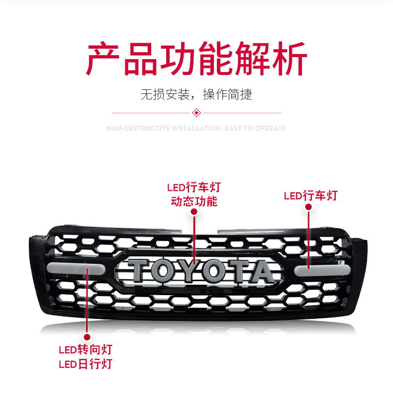 Suitable for 10-13 Models of Toyota Prado Fj150, Modified Retro Toyota Grille with Lights