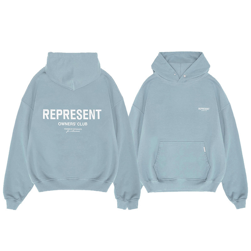 トレンドブランド REPRESENT クラシックスローガンレタープリントルーズフード付きスウェットシャツ男女兼用ハイストリートクロスボーダー|undefined