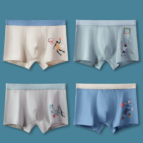 Men's Underwear for Adolescents, Developmental Stage 12-16 Years, Medium Child Student's Flat-Front Underpants, Class A Cotton