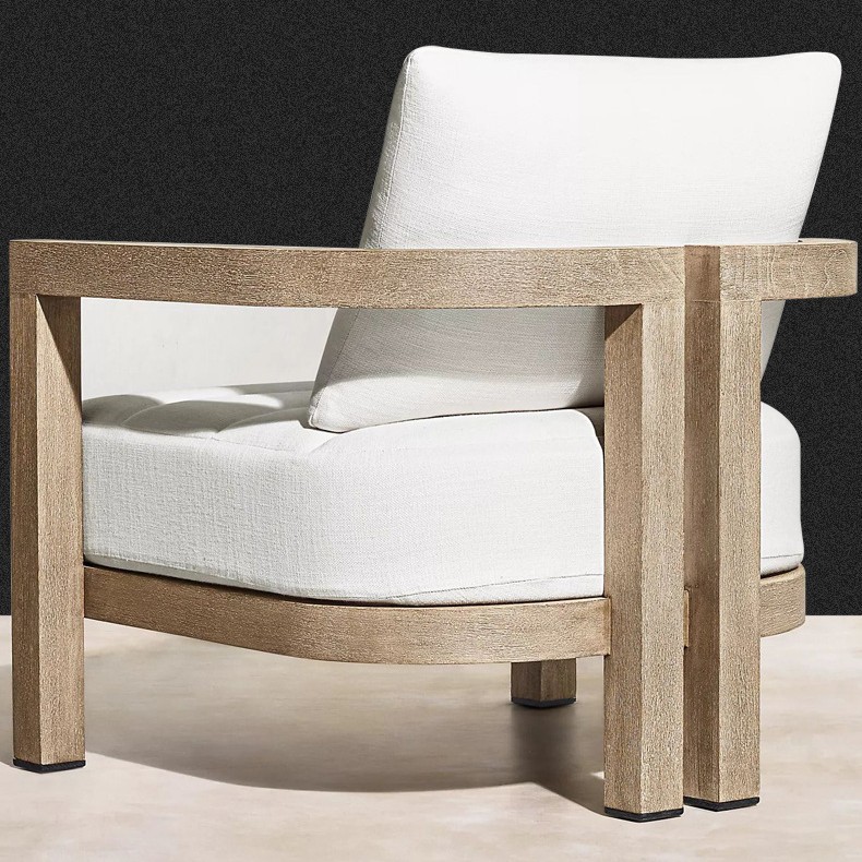 Nórdico patio al aire libre salón ocio simple sofá individual Villa Hotel Jardín Terraza teca sofá mesa de café