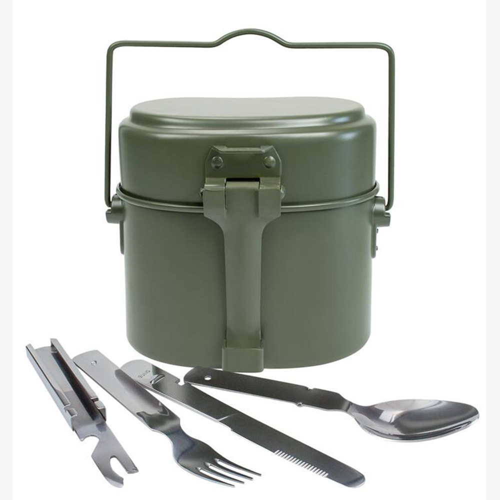 Lonchera de Aluminio Estilo Alemán de Amazon, Tipo 79 del Ejército Alemán, Utensilios de Cocina Portátiles para Acampar al Aire Libre, Vajilla Ligera y Ecológica para Exteriores