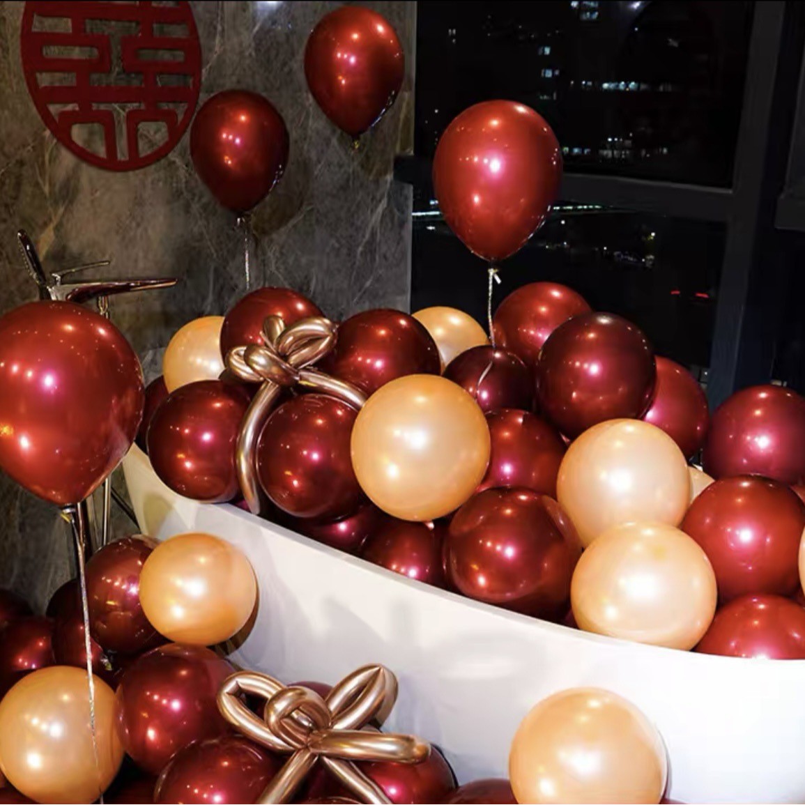 Globo de boda personalizado doble decoración de boda rojo granada artículos de boda globo de boda mayorista