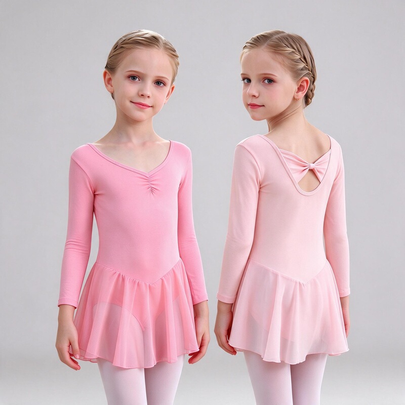 Children's Dance Clothing, Dance Skirt, Long-Sleeved Ballet Skirt, Body Examination Uniform, Girls' Chinese Dance Practice Uniform, Performance Uniform