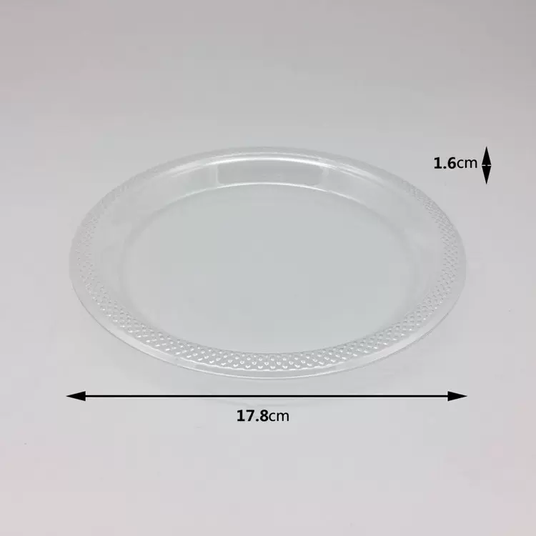 亚马逊一次性透明PET塑料7英寸圆盘水果点心自助餐厅平盘浅盘餐盘