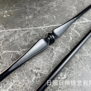 Iron Roman pole single pole black single section iron railing column, 14mm round steel