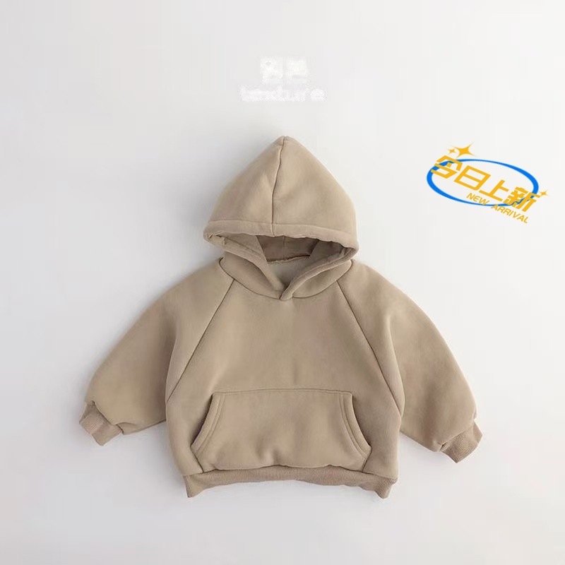 好质感~自留~秋冬韩版儿童一体绒加连帽卫衣男女潮宝洋气套头衫森|undefined