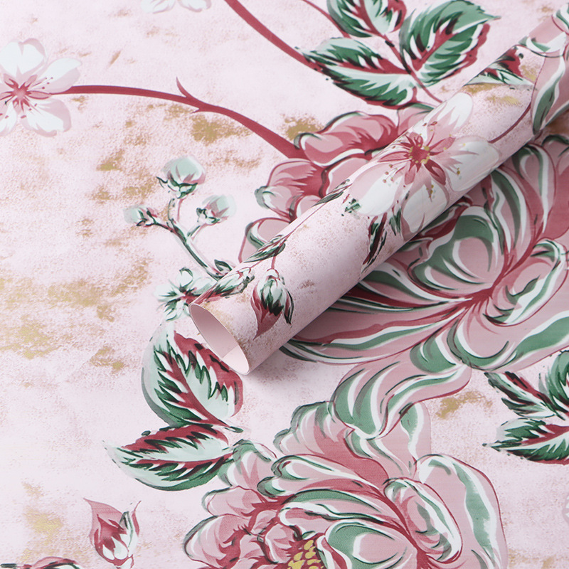 Rosas fragantes retro Papel Ouya Papel de embalaje de ramo de doble cara Material grueso impermeable Material de embalaje de flores