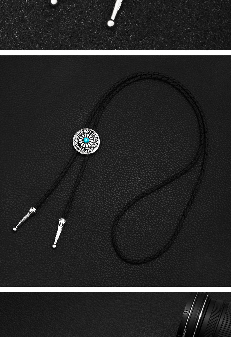 23g Weight Alloy Pendant Material Sweater Chain Classification Leather Rope Chain Material Handmade Chain Chain Type 1 Piece Quantity Casual Occasion Artificial Gemstones, Pu Leather, Alloy Material Geometric Pattern Unisex Gender Retro, Punk Style Plating Craft Retro Punk Geometric Artificial Gemstones Pu Leather Alloy Plating Unisex Sweater Chain
