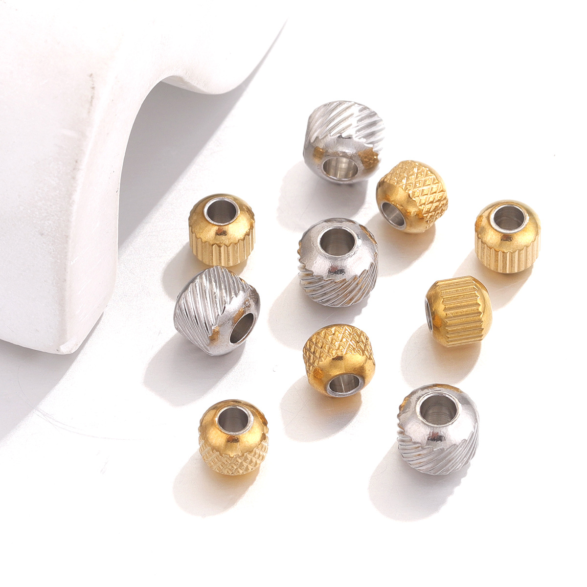 Cuentas de malla de acero inoxidable cuentas de perforación cuentas de tubo a través de agujero de perforación cuentas de tubo largo cuentas de acero DIY accesorios de joyería hechos a mano