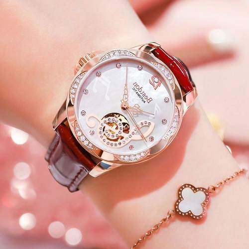 Swiss women's mechanical watch, fully automatic, waterproof, niche, light luxury, good-looking and elegant