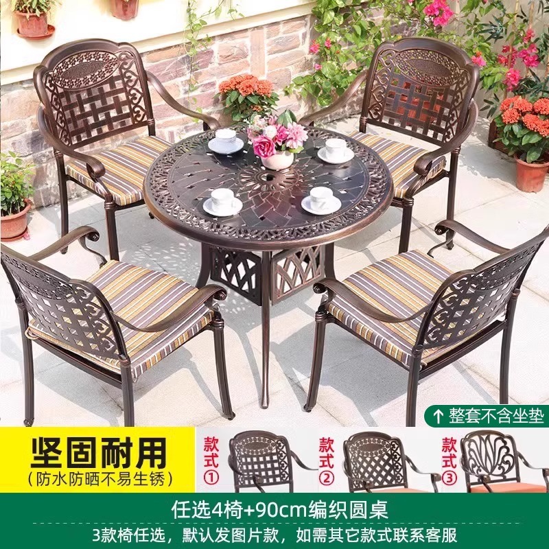 Mesa redonda tejida opcional de 4 sillas 90CM