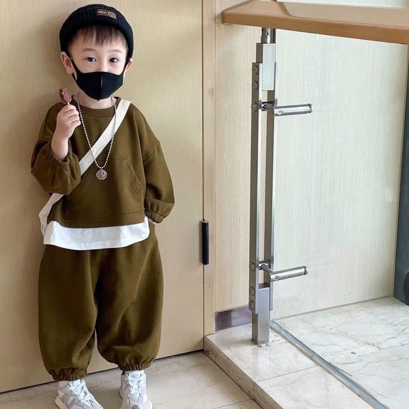 套装男童秋秋款霸气宝宝衣服早秋套装帅气时髦卫衣休闲假两件套|undefined