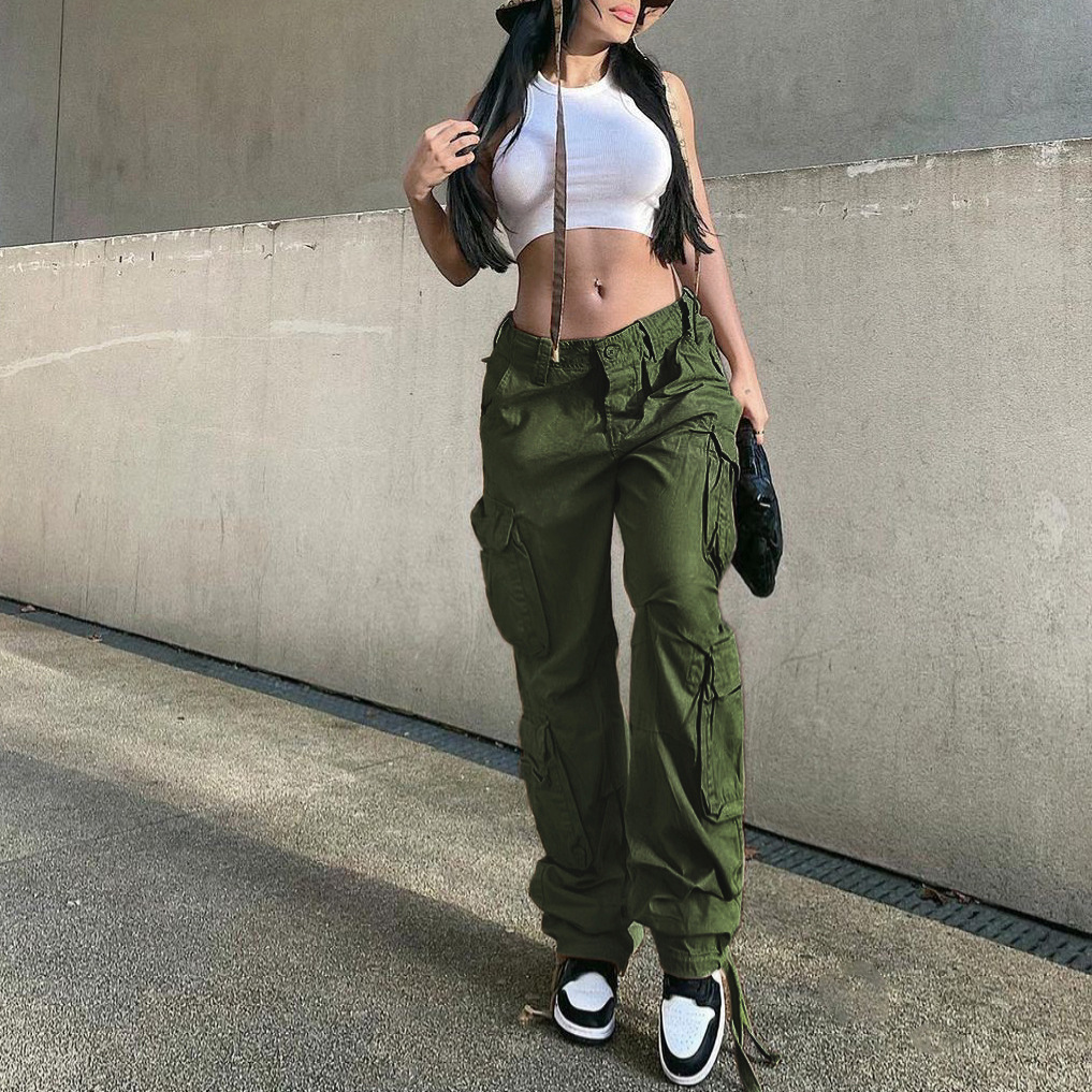 Women's Daily Fashion Solid Color Full Length Multiple Pockets Cargo Pants display picture 5