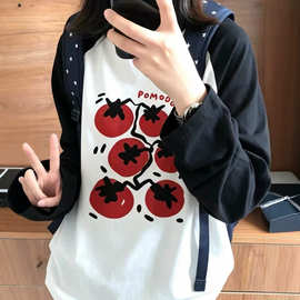休闲慵懒圆领长袖T恤女，基础款长袖，不挑身材，居家外出，多场