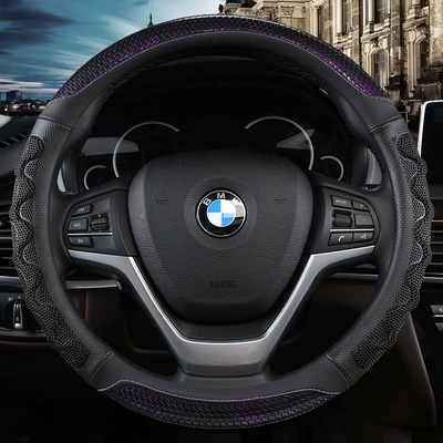 Wear-Resistant Handle Covers, Steering wheel cover - leather-studs-round-enchanting-purple-38