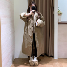 朵妮 秋冬暖炉！立领单排扣保暖加厚仿羊羔绒大衣长款外套女