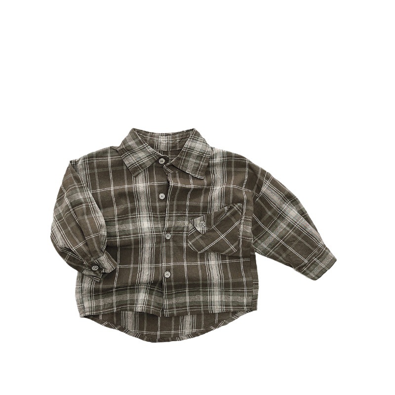 Niños primavera y otoño nuevo estilo coreano japonés retro camisa de los niños Plaid Mori chica algodón capa fina ropa