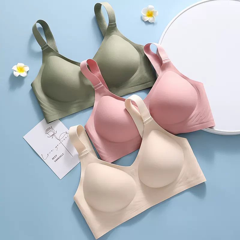 大胸显小收副乳防下垂果冻软支撑无痕内衣女无钢圈舒适聚拢文胸罩