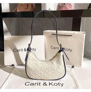Carit Koty niche design underarm bag for women summer 2022 new trendy contrast color pleated baguette bag shoulder