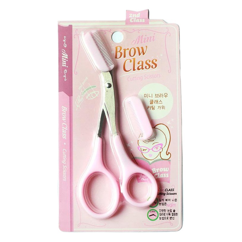 Ji Sharp estilo coreano Tarjeta de cejas tijeras de acero inoxidable con peine tijeras de cejas herramientas de maquillaje tijeras pequeñas