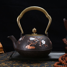 厂家日式复古铁壶提手壶盖鎏金铸铁壶手工家用功夫茶具泡茶壶现货