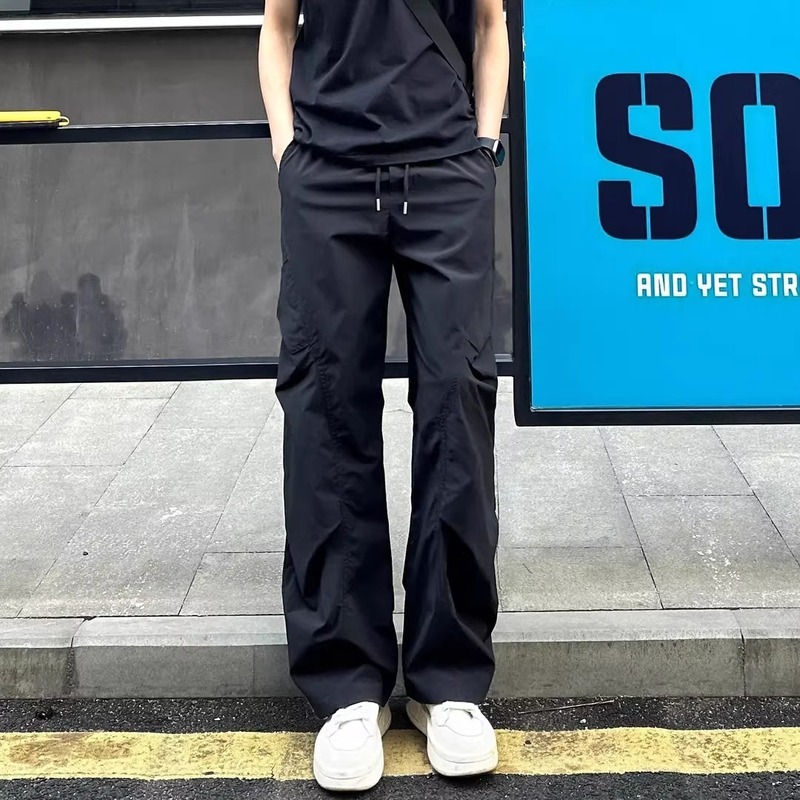 米灰色斜切冰丝速干裤子男生夏季薄款弯刀工装裤防晒伞兵休闲长裤|undefined