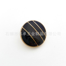 服装大衣纽扣羊毛衫手缝扣滴胶条纹状金属脚纽金色电镀滴油手缝纽