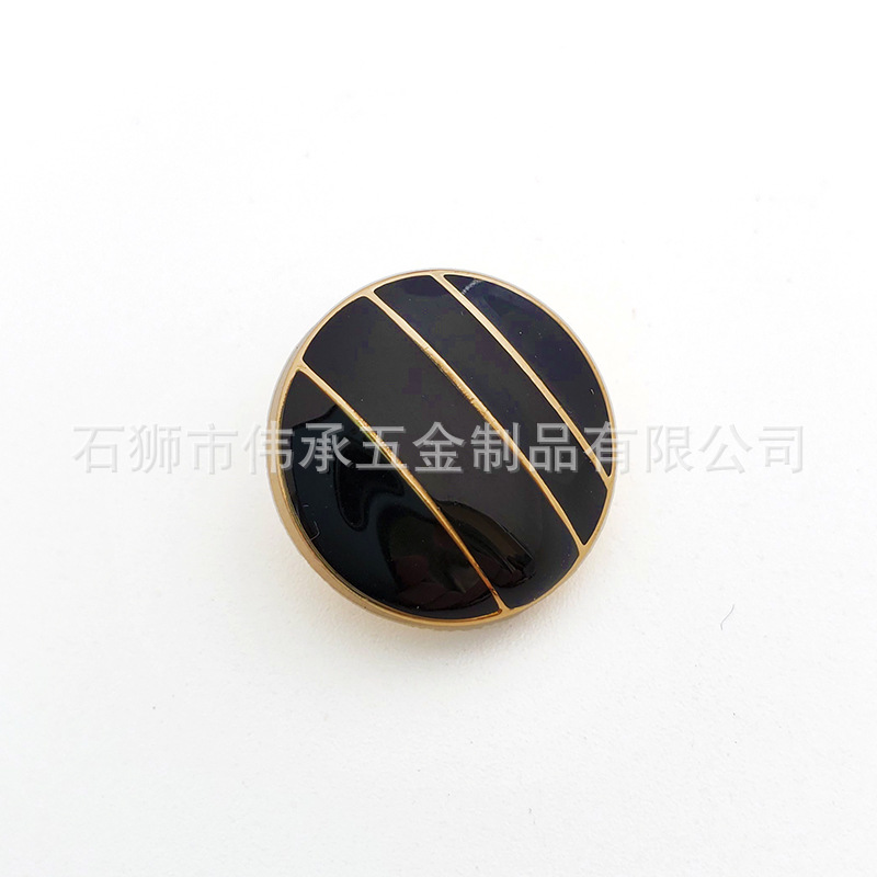 服装大衣纽扣羊毛衫手缝扣滴胶条纹状金属脚纽金色电镀滴油手缝纽