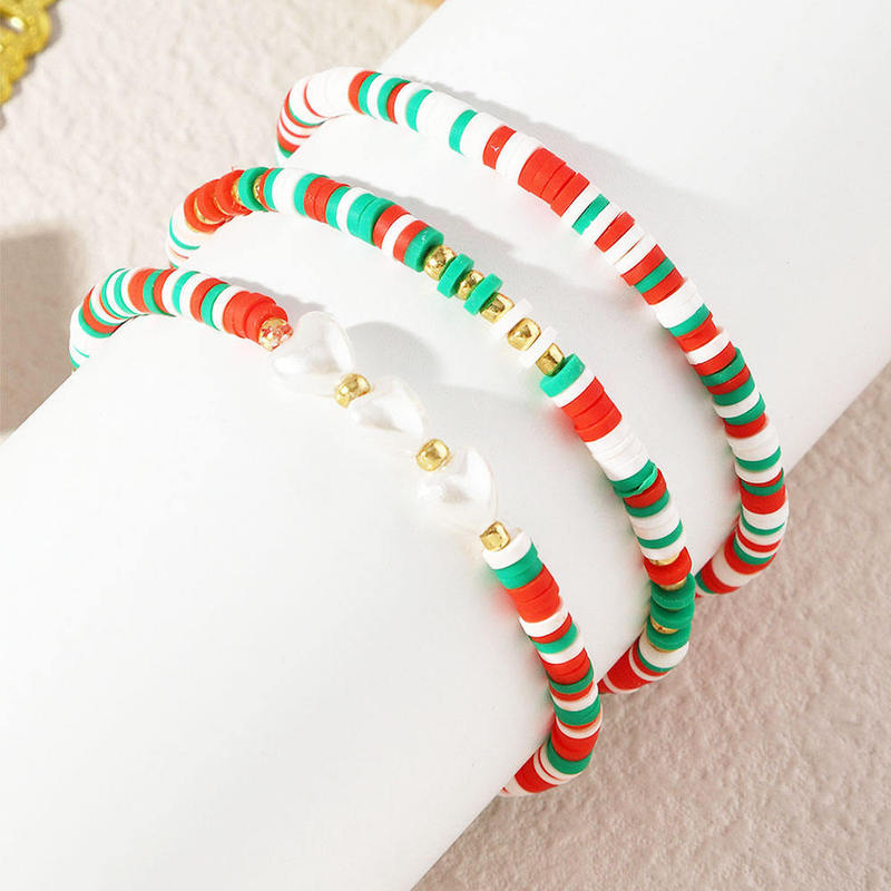 European and American Cross-border Handmade Bohemian Soft Pottery Bracelet for Women Christmas Charm Bracelet Jewelry Christmas Color European and American Cross-border Handmade Bohemian Soft Pottery Bracelet for Women Christmas Charm Bracelet Jewelry Christmas Color