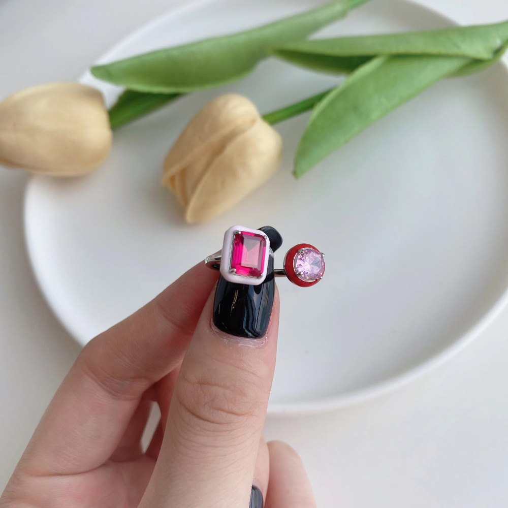 Basic Round Square Sterling Silver Plating Zircon Open Ring 1 Piece