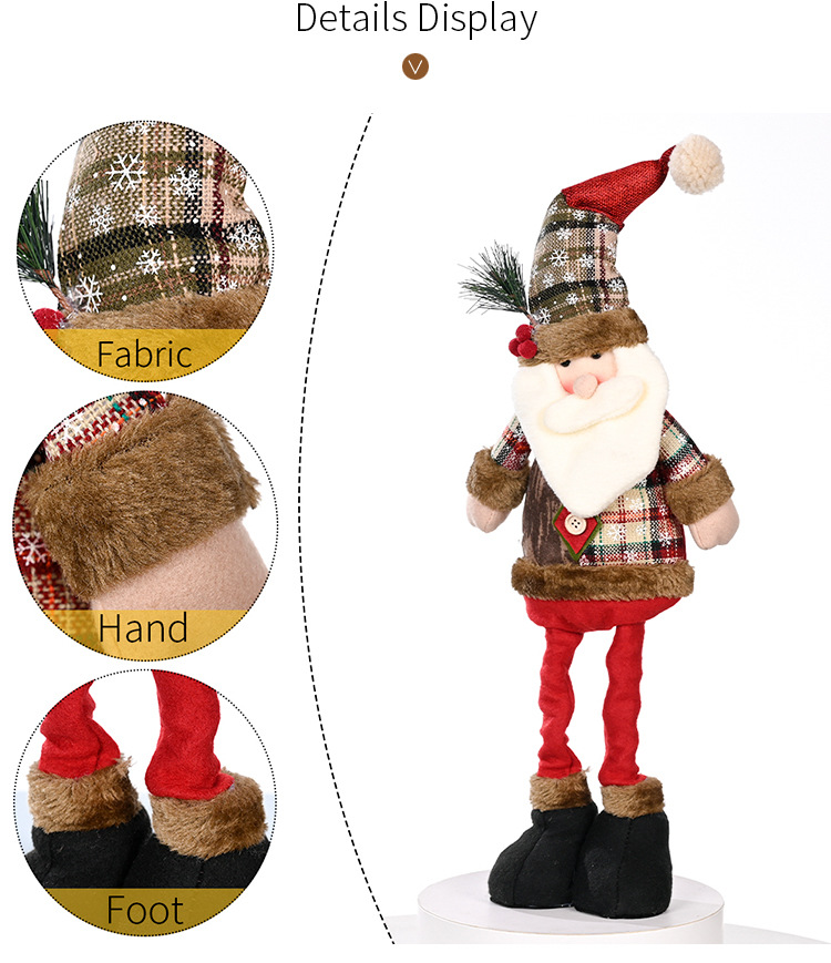 Neue Weihnachten Retro Schneeflocke Kariertes Tuch Einziehbare Puppe Weihnachtsdekoration display picture 11