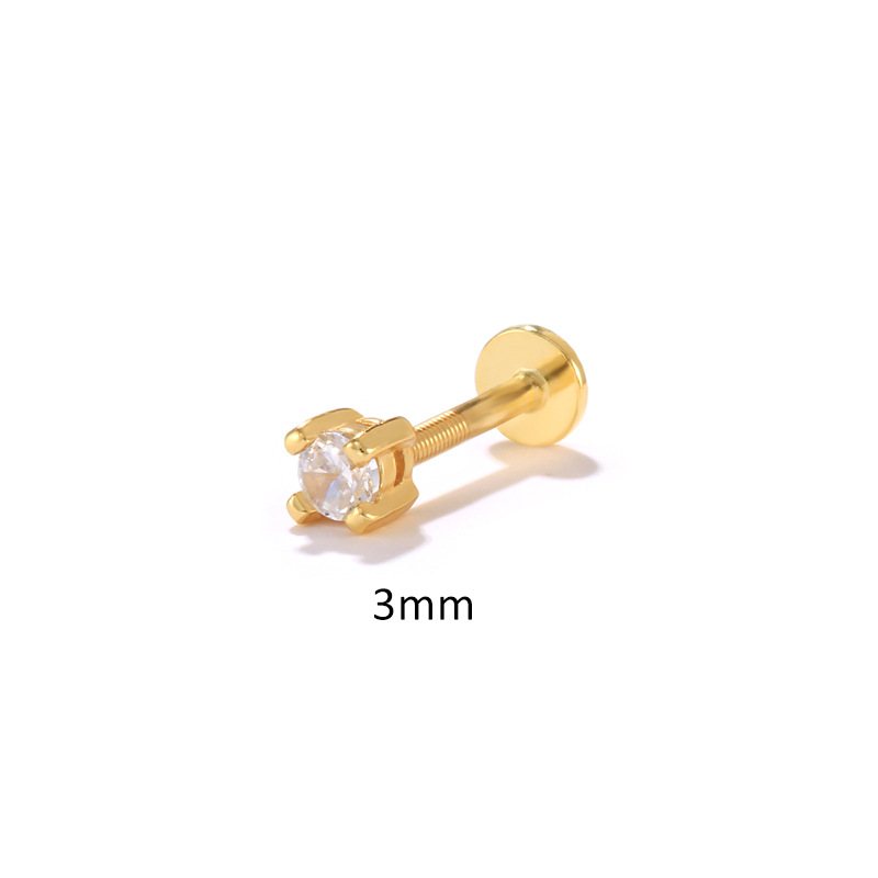 Fashion Solid Color Sterling Silver Plating Inlay Zircon Ear Studs 1 Piece display picture 7