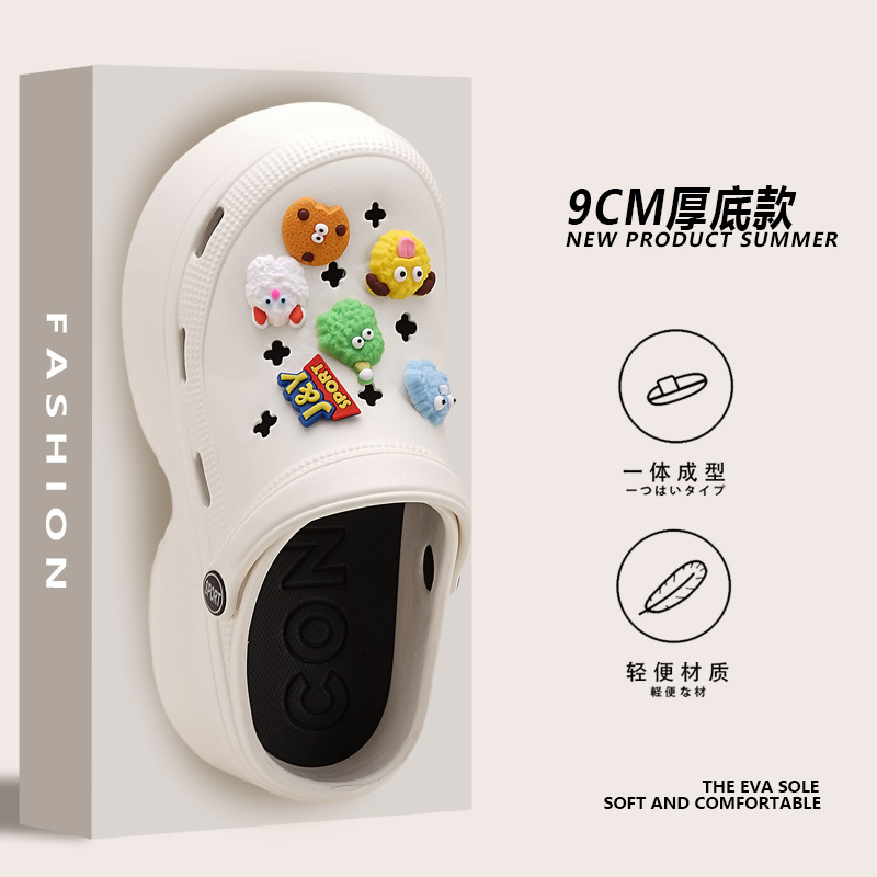 Cartoon-Style Clogs for Women, Thick-Soled Height-Increasing Outdoor Sandals, Non-Slip Closed-Toe Slippers, Outdoor Bubble Shoes, Beach Sandals
