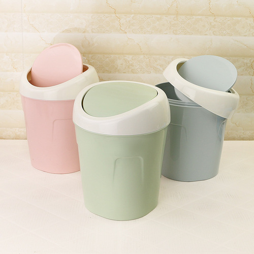 Home mini plastic trash can swing lid desktop practical storage bucket home living room snack trash can wholesale