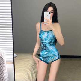 36J-S005连体泳衣女高级感温泉泳装复古时尚显瘦专业竞速游泳衣女