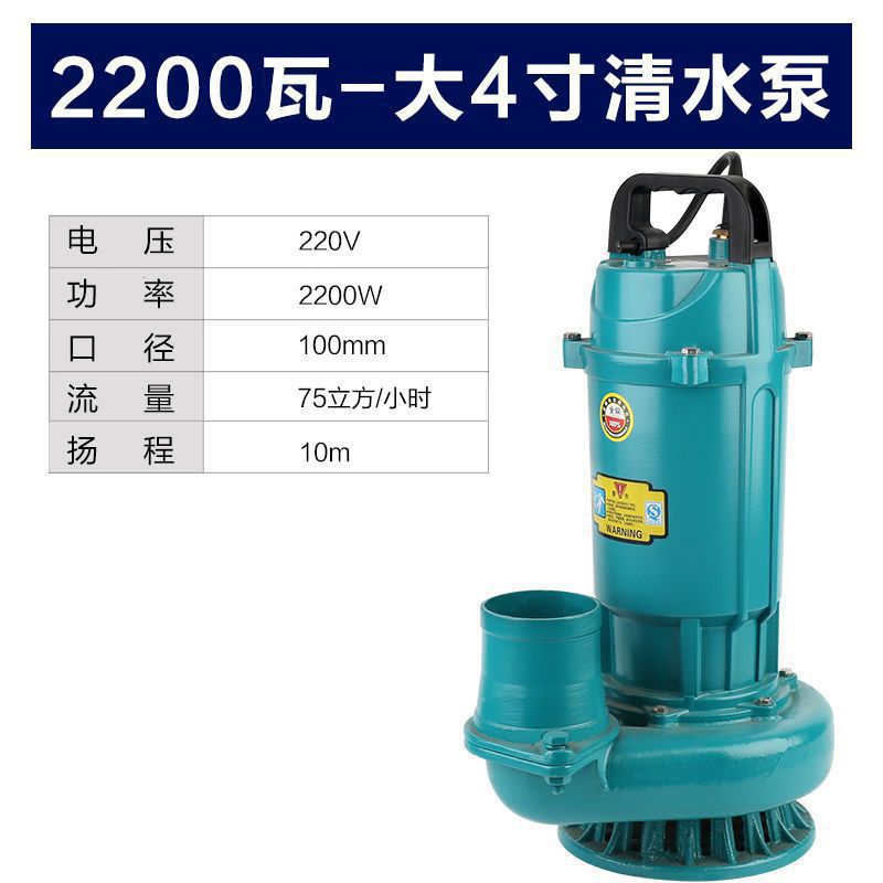 Bomba sumergible agrícola doméstica 220V bombeo de agua de riego de estanque de peces de gran calibre de gran flujo bomba de agua de alta elevación