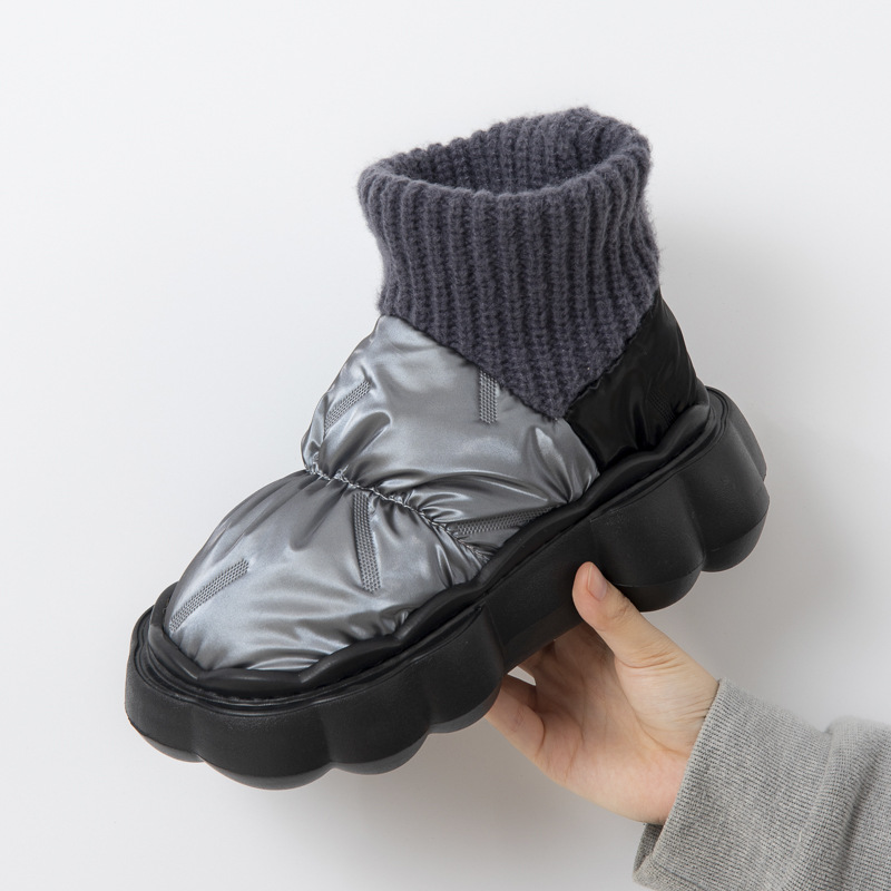 quality Boots Down Waterproof Cotton Slippers for Men Women in Winter with Outdoor Trend Snow High Collar Plush Insulation_voghion.com