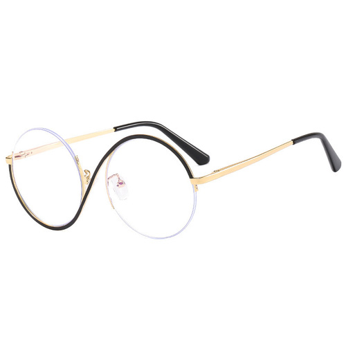 European and American S asymmetric glasses frame  new fashion retro anti-blue light flat glasses can be equipped with myopia glasses frames