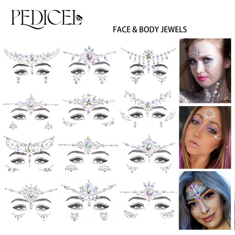 Cross-Border Edm Electronic Music Festival Face Stickers Face Eyebrow Stickers Diamond Carnival Diamond Stickers Masquerade Face Outfit Face Accessories