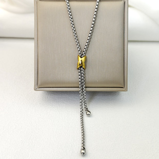 New stainless steel Y-shaped lasso necklace, fashion Joker women's sweater necklace cross-border jewelry wholesale